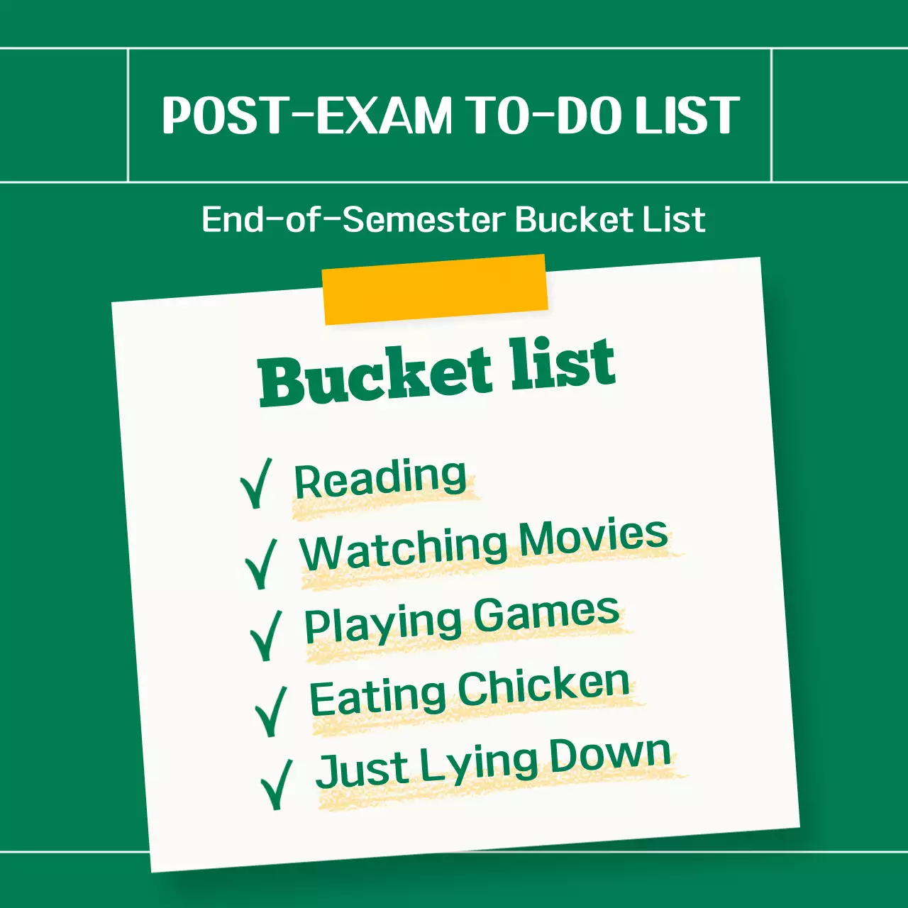Green Simple Bucket List Planner Social Media Post