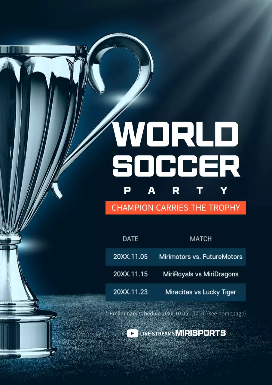 Blue Modern Soccer Event Poster