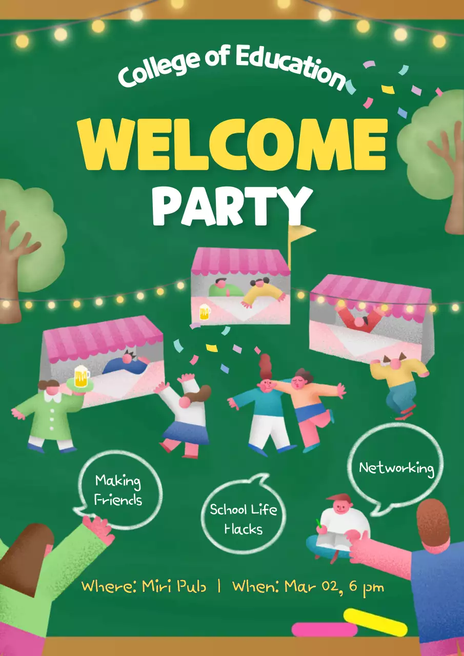 초록색 칠판느낌의 귀여운 유아교육과 개강 파티