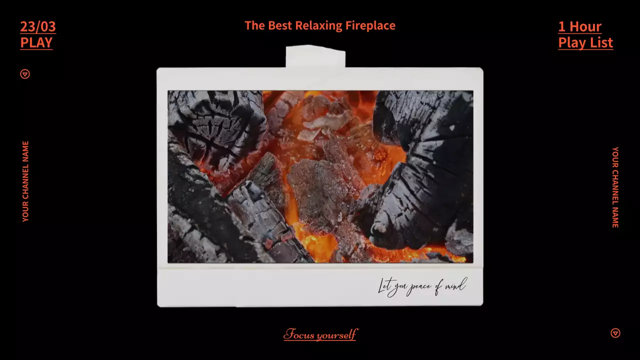 주황색과 검정색의 분위기 있는 불멍 폴라로이드