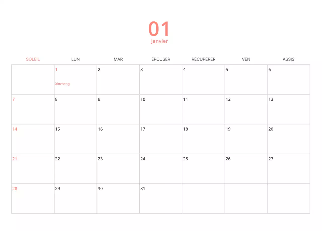 Calendrier illustré multicolore