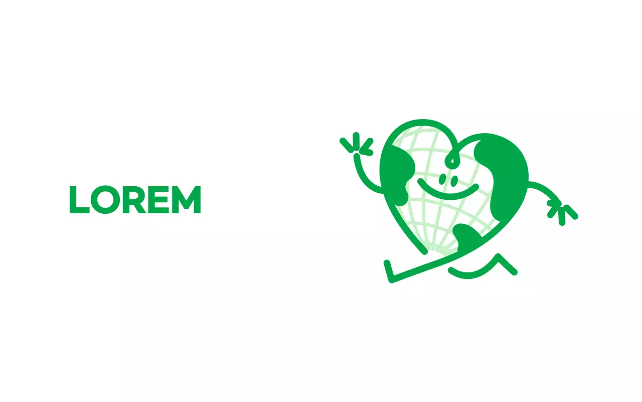 Promosikan kampanye berjalan kaki dengan karakter bumi yang lucu, hijau, dan berbentuk hati yang sedang berjalan-jalan.