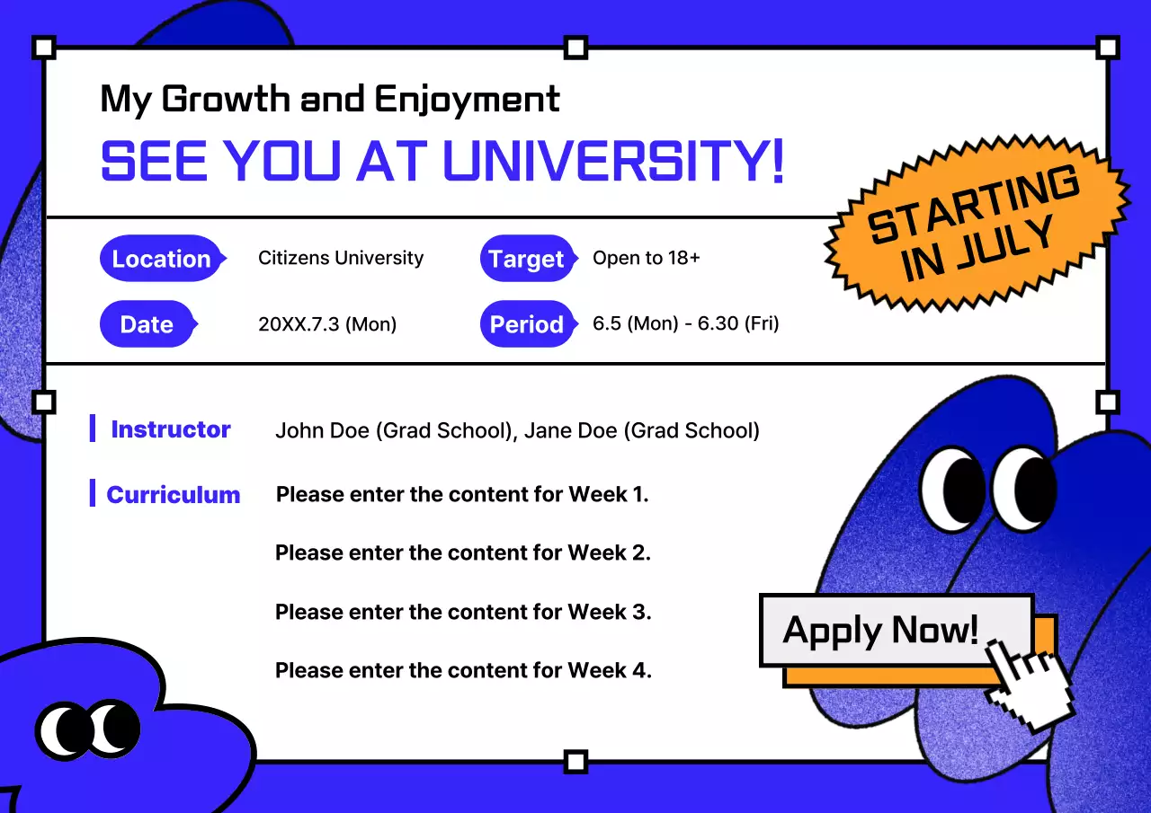 Blue Trendy University Event Announcement Poster