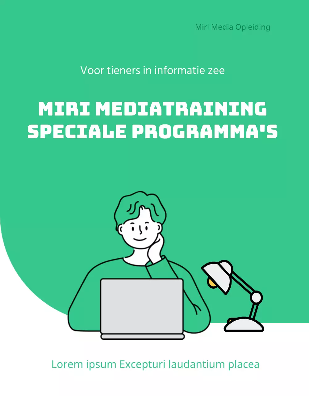 Green clean geïllustreerd programma voor digitale geletterdheid detailpagina