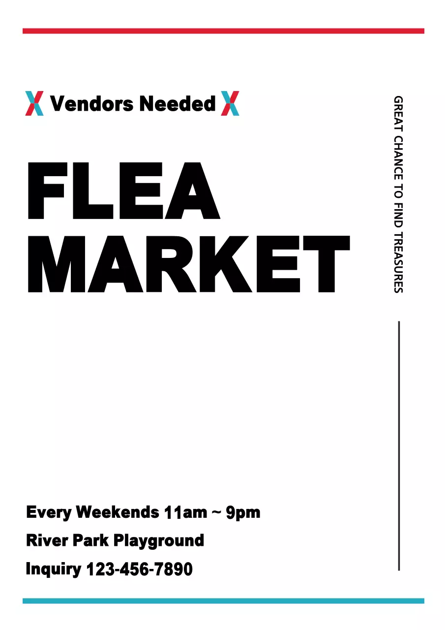 Black Modern Flea Market Promotion Poster