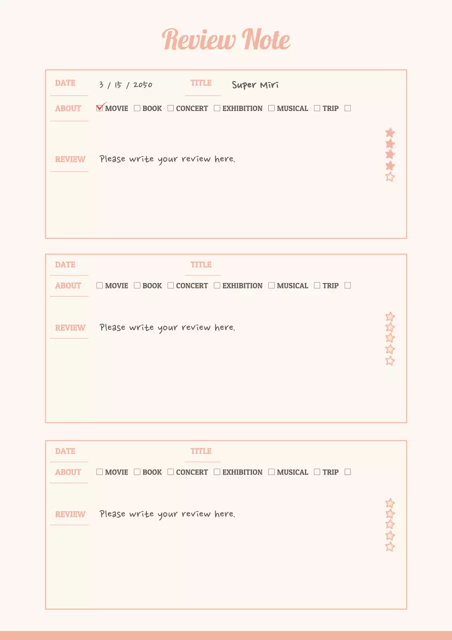 Pastel-colored learning diary review note documentation