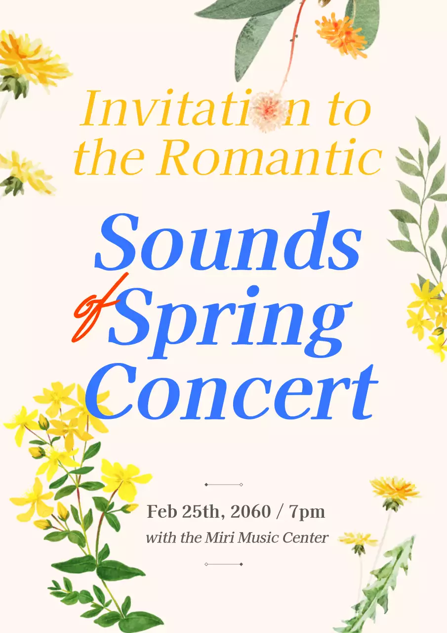 Spring concert with yellow clean text emphasis