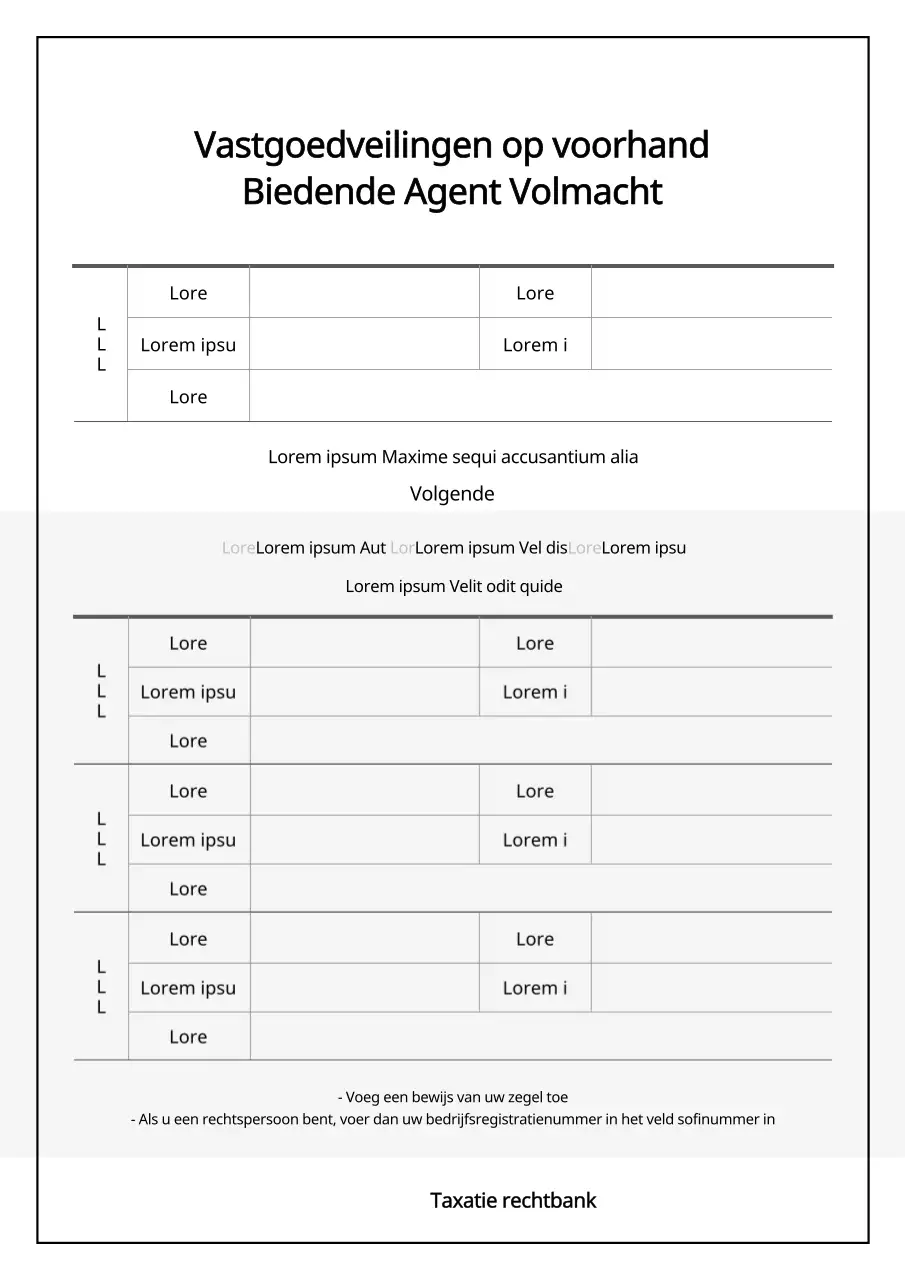 Volmacht voor biedagent voor vastgoedveiling in grijs markeren