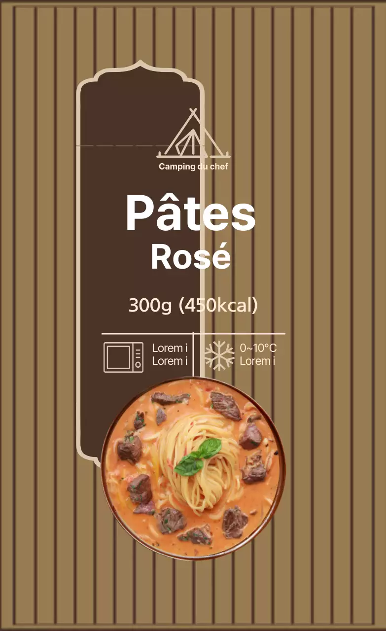 Etiquette de cuisson pour pâtes brun ivoire photo rosé