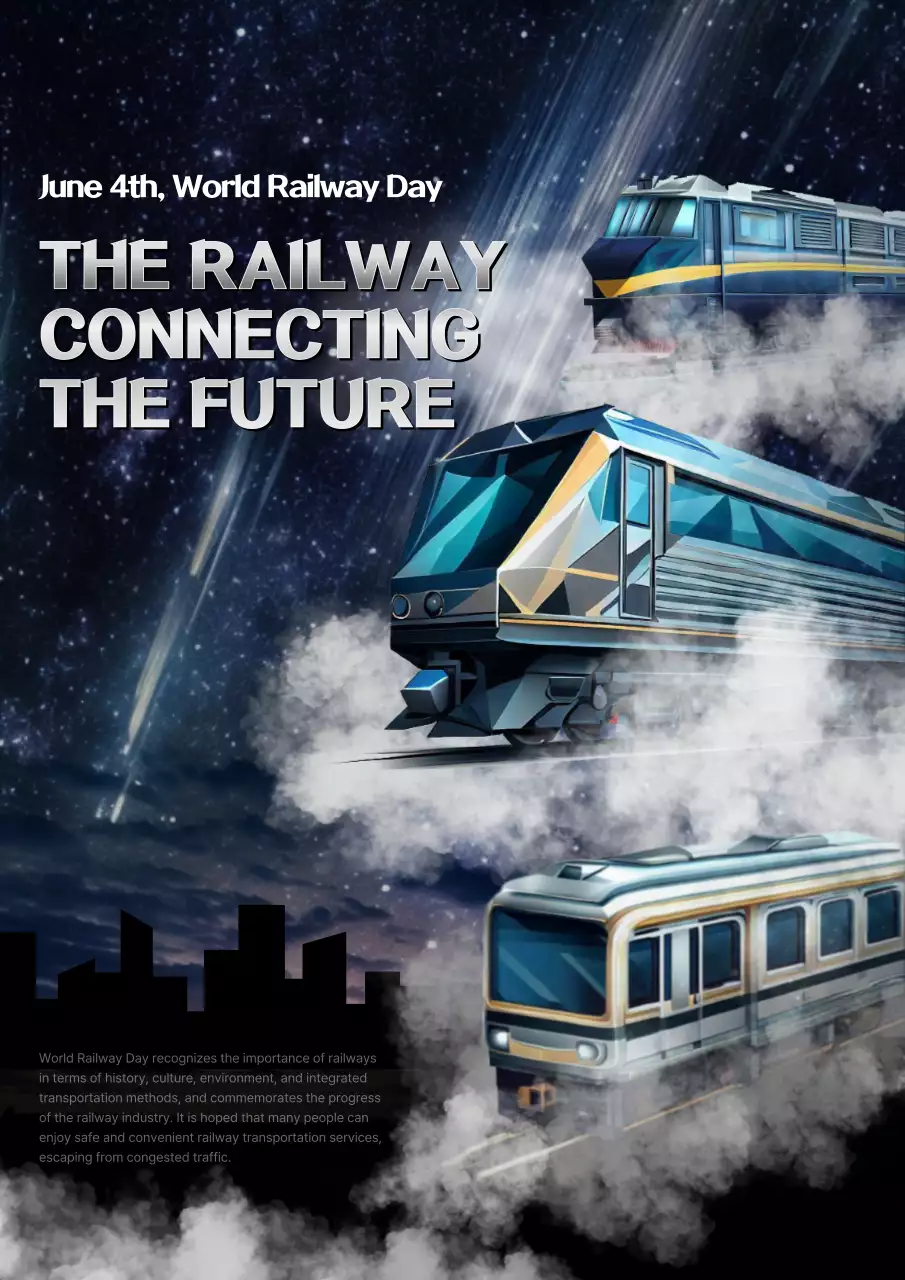 블루 퓨처리즘 철도 홍보 포스터