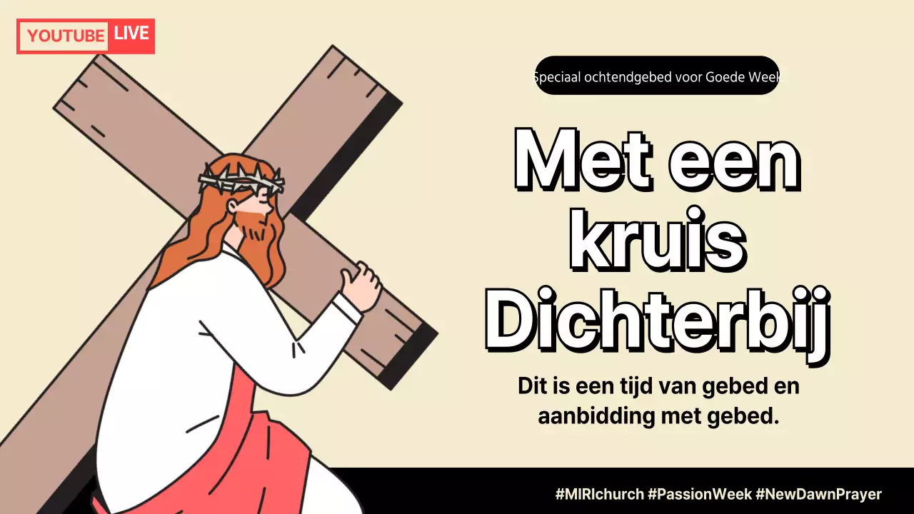 YouTube thumbnail van een net wit en zwart ochtendgebed voor de Passieweek