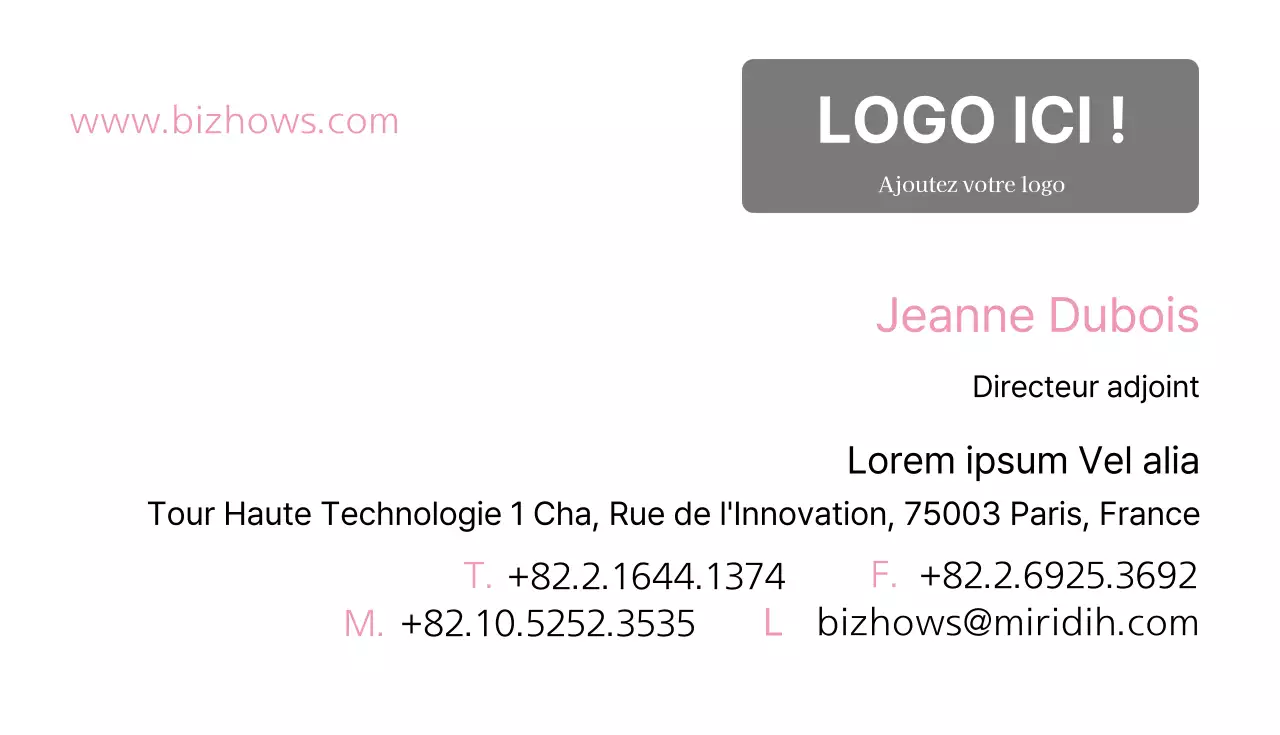 Carte de visite simpleBlanc