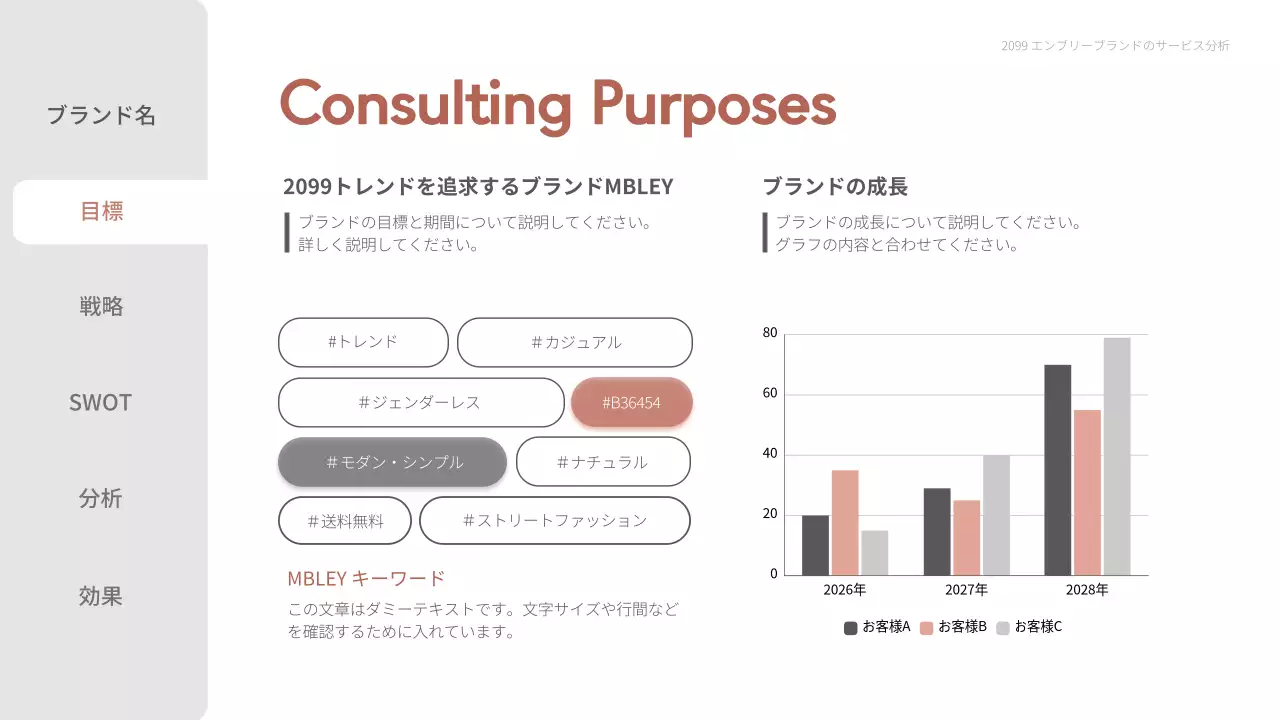 赤 シンプル コンサルティング 報告書 プレゼンテーション