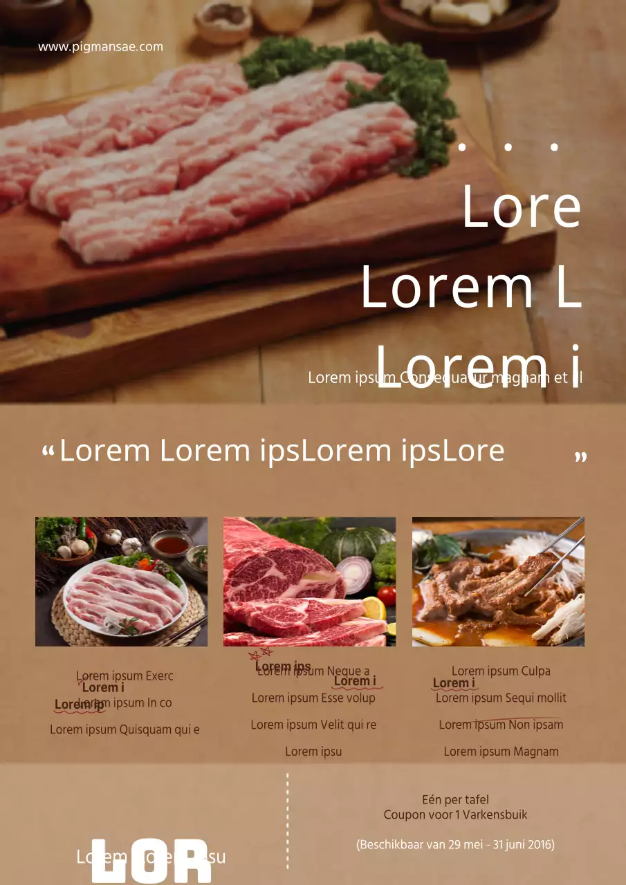 Moderne restaurant flyer in bruin