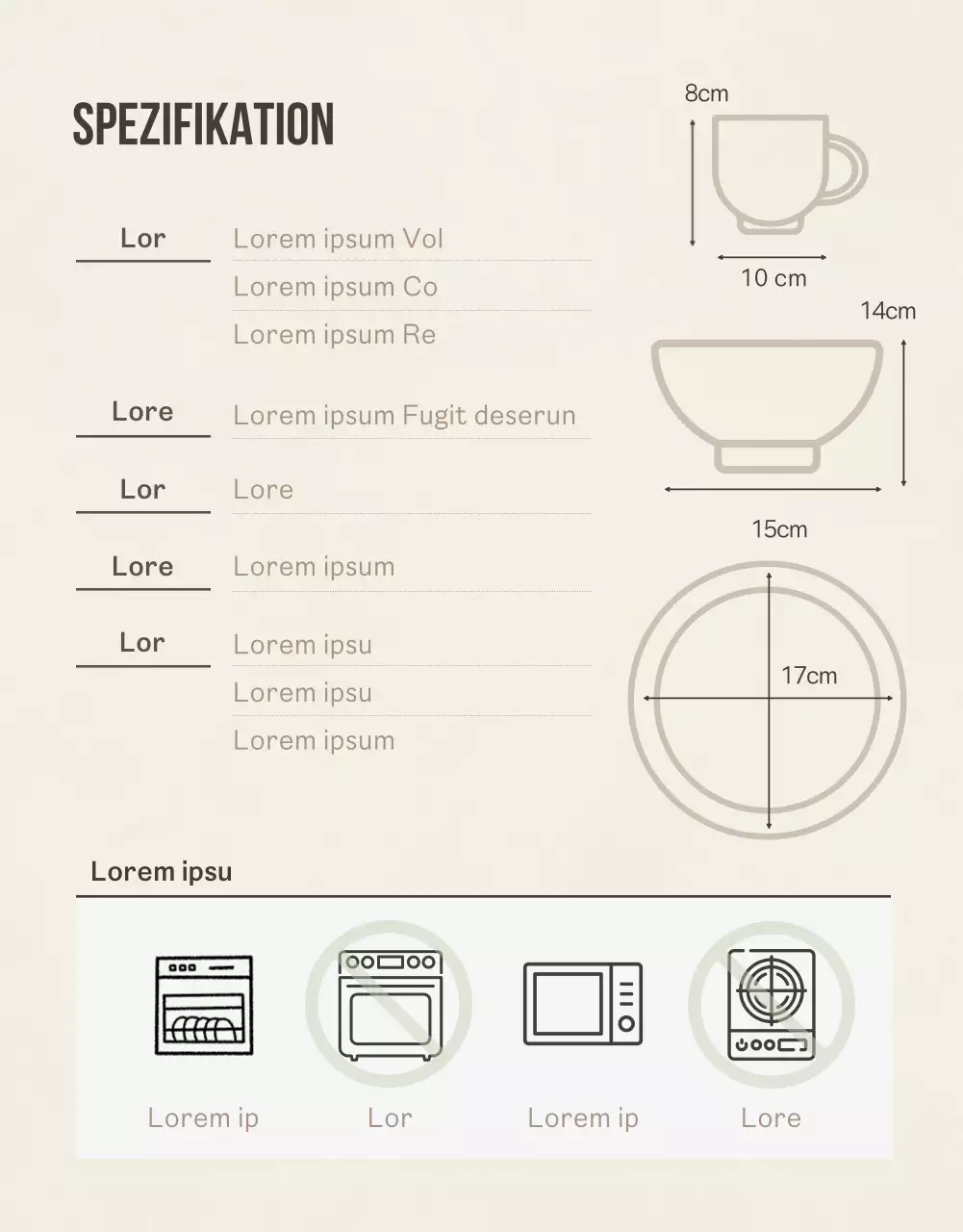 Einführung eines einfachen Porzellansets in Beige und Grün