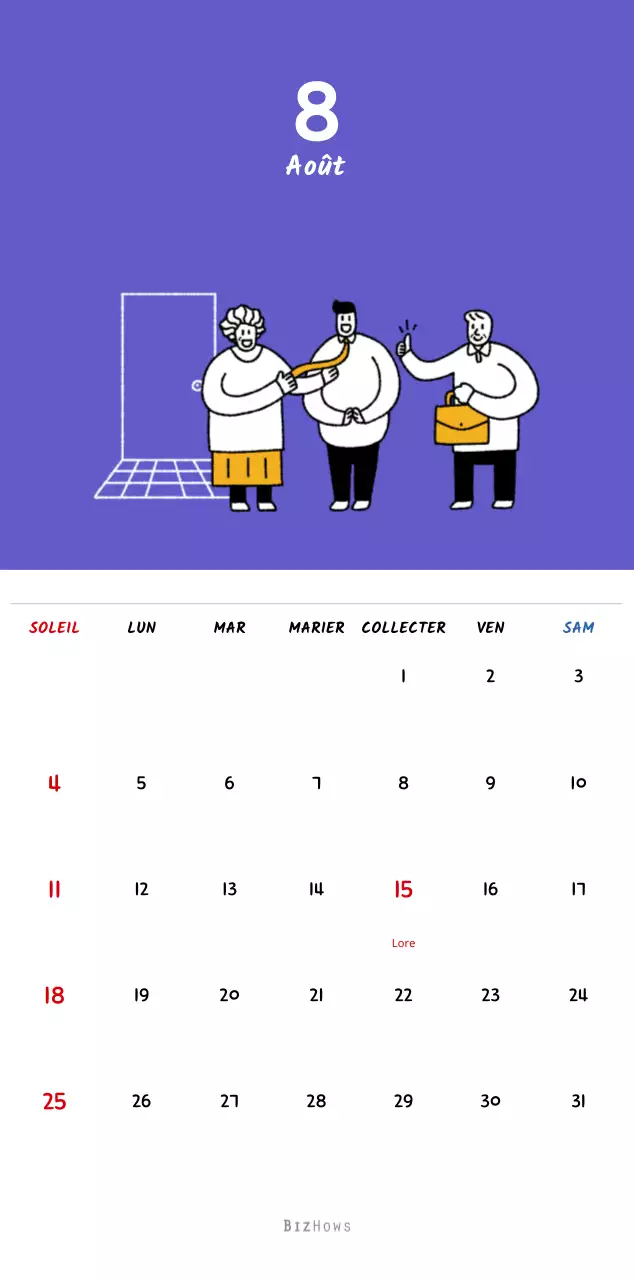 Calendrier du Nouvel An avec de jolies illustrations