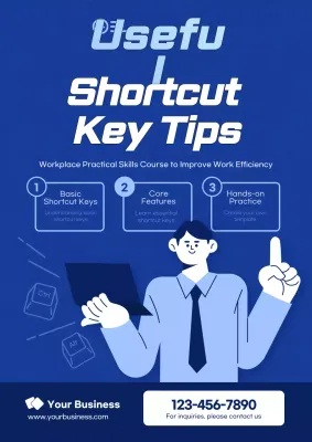 Blue Modern Shortcut Guide Poster