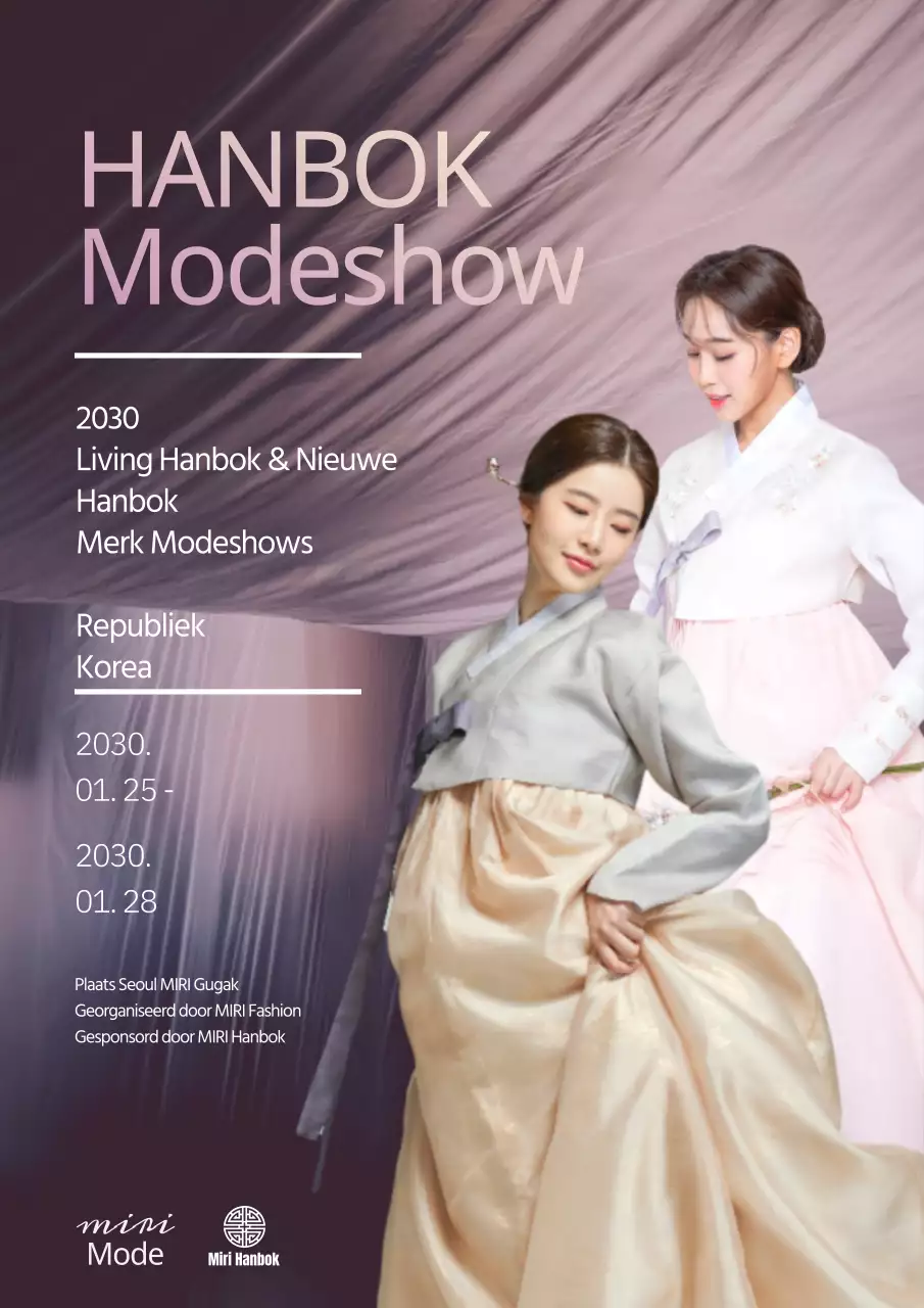 Paarse elegante Hanbok modeshow promotie