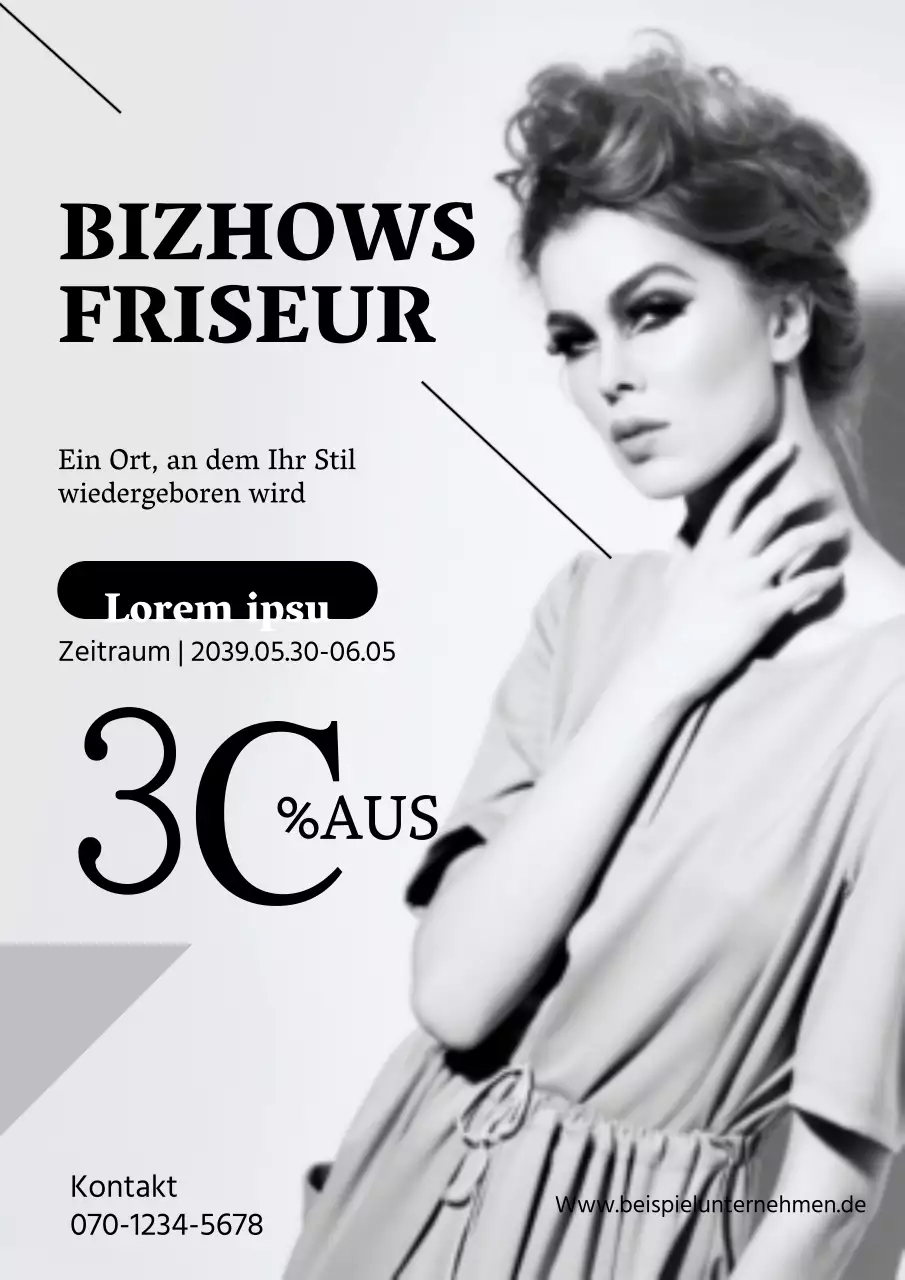Einfacher Friseursalon-Flyer in Grautönen