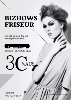 Einfacher Friseursalon-Flyer in Grautönen
