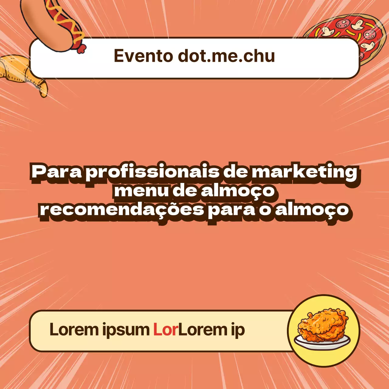 Publicar um evento de almoço laranja e kitsch