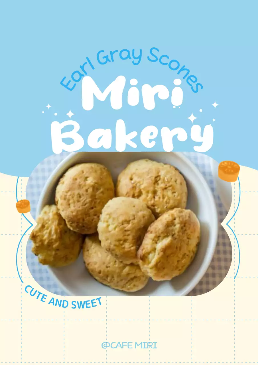 Promosikan menu Anda dengan bingkai lucu berwarna biru dan putih