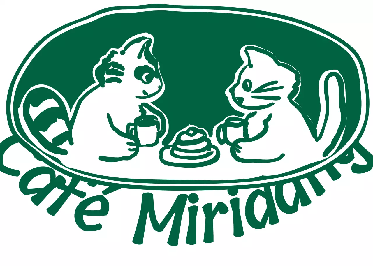 Écriture verte et logo illustré d'un café