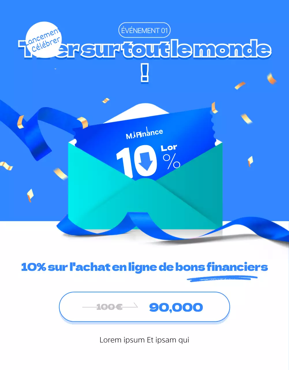 Thème épuré sur les instruments financiers avec des illustrations 3D bleues