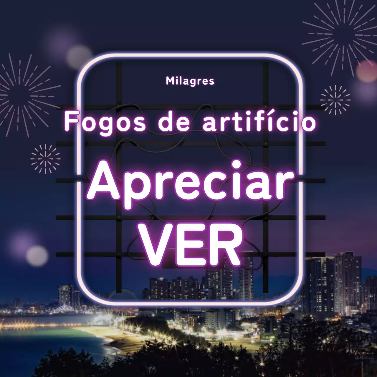 Fogos de artifício em néon roxo CardNews