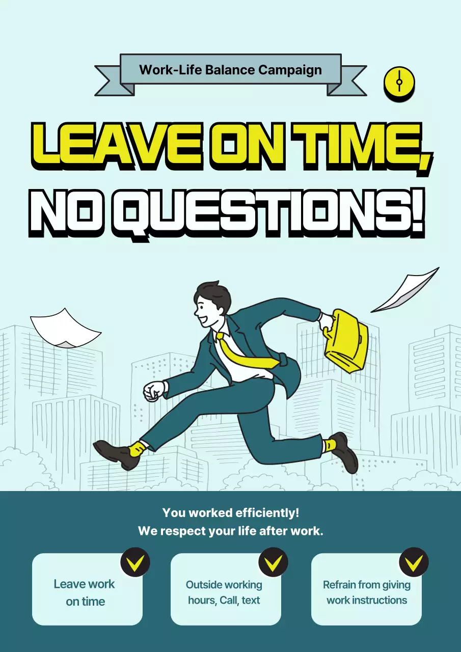 Teal Minimal Work Announcement Poster