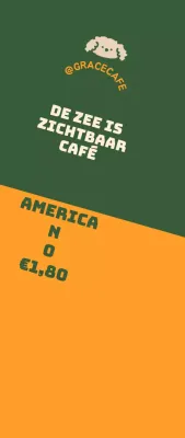 Een leuke groene en oranje café logo-stijl menu gids en promotie.