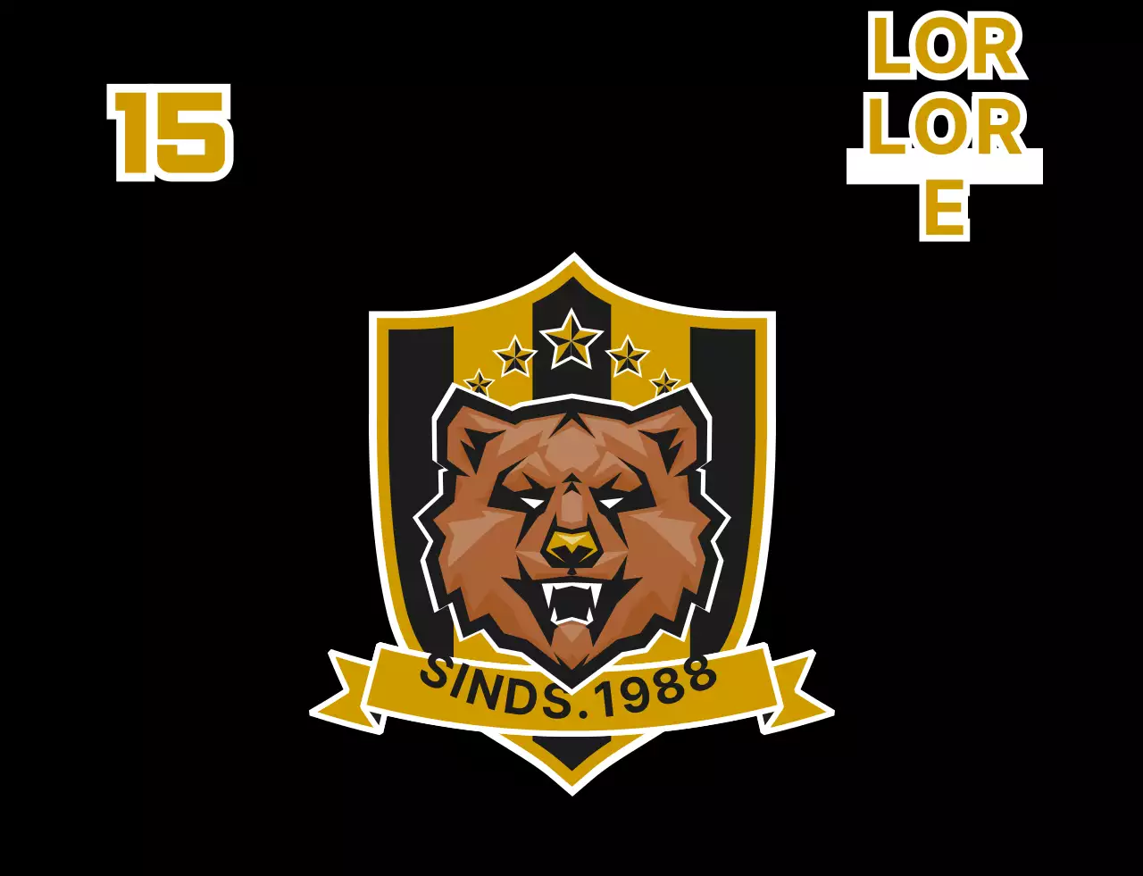 Lidmaatschap voetbalvest met zwart met gouden beer illustratie voetbalclublogo