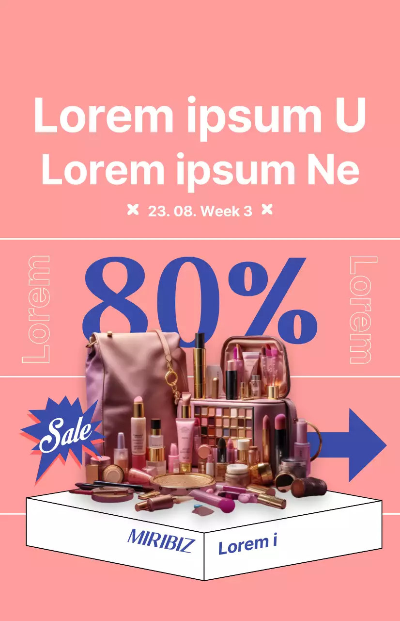 De promotievlag van de schoonheidsmiddelenkorting met roze achtergrond