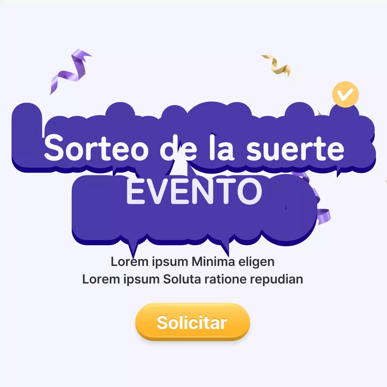 Ruleta de asistencia tridimensional en morado y amarillo