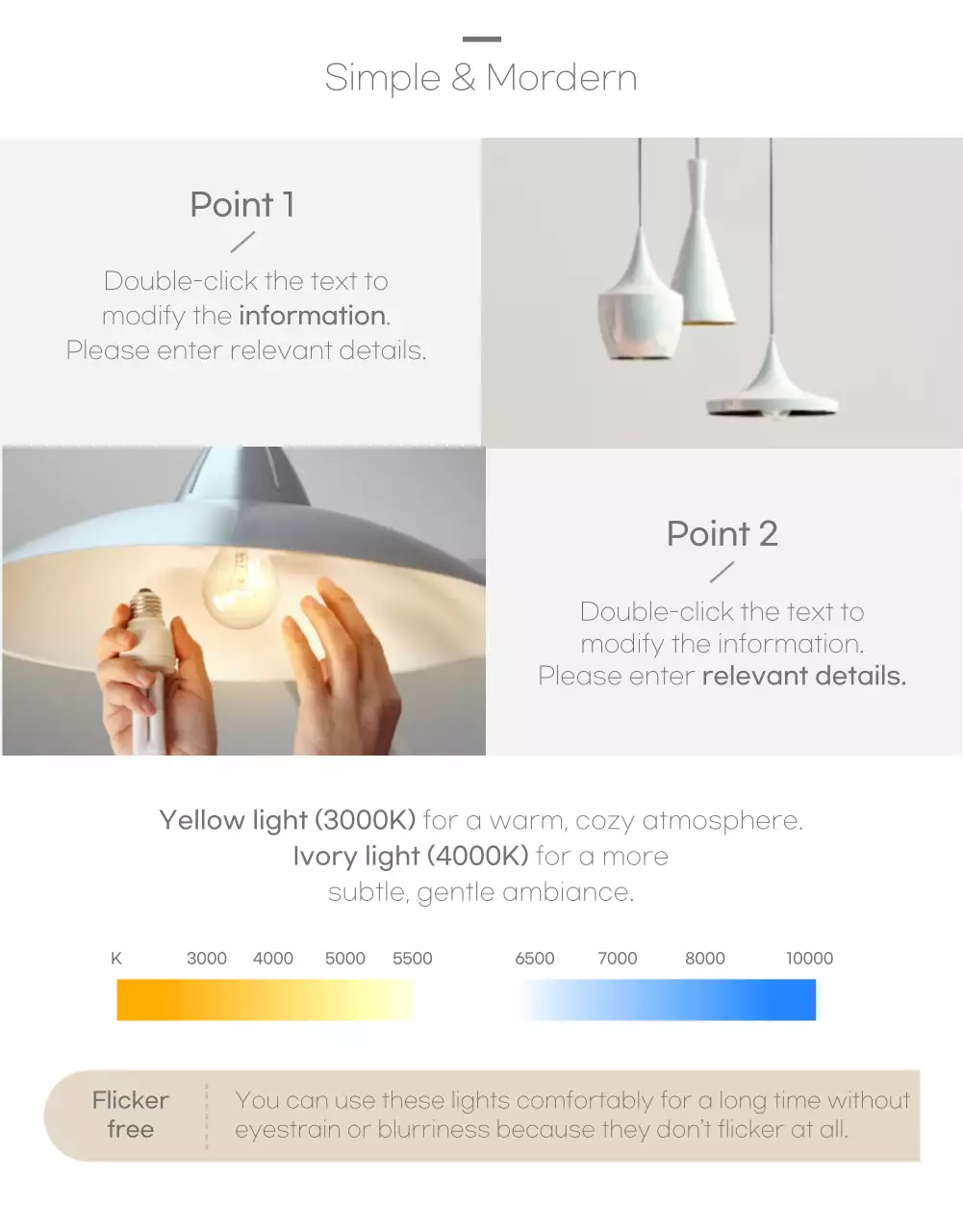 Simple gray interior light bulb details