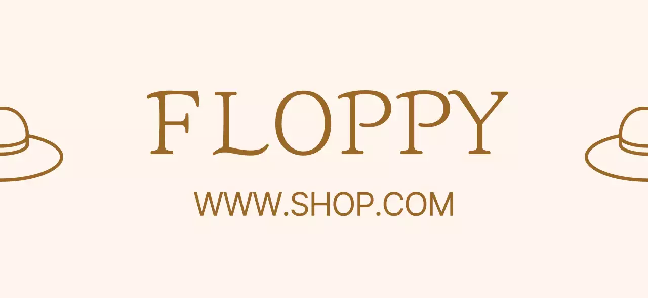 Internet shopping mall logo promotion design with cute hat illustration in light pink and brown