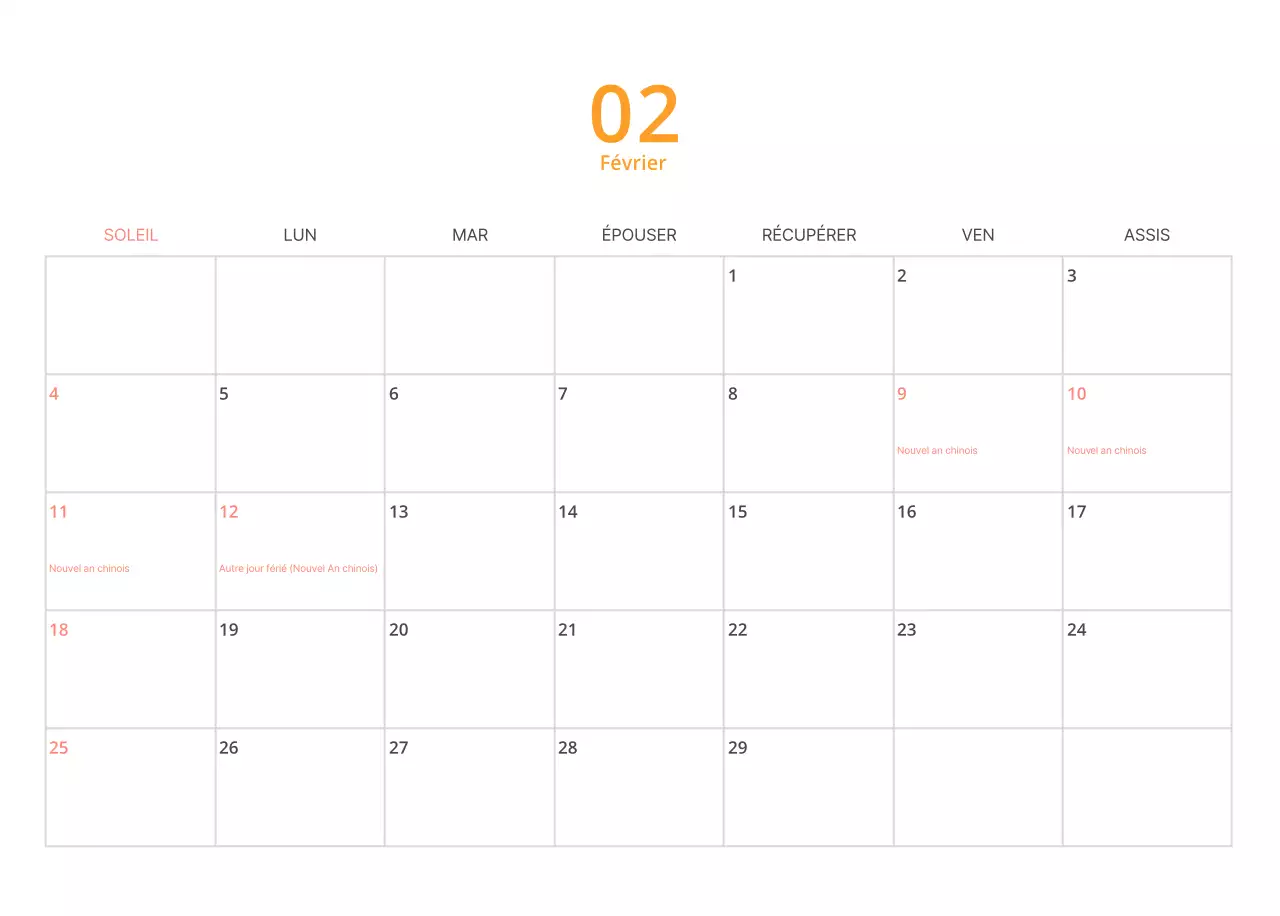 Calendrier illustré multicolore