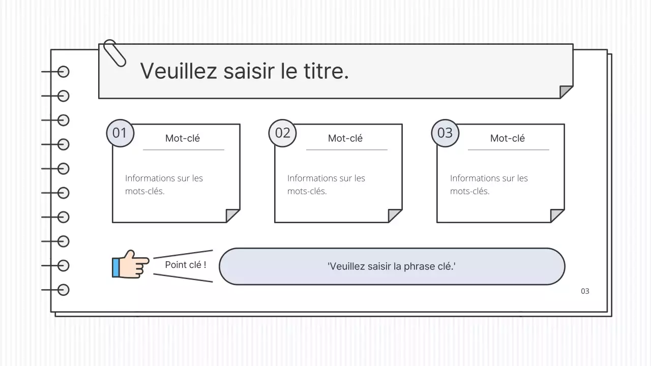 Kit de présentation pédagogique conceptuel et épuré, en blanc et en couleurs accentuées