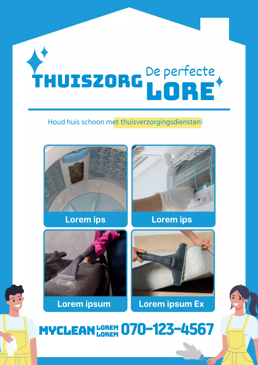 Promoot je thuiszorg schoonmaakdienst met een blauwe illustratie foto