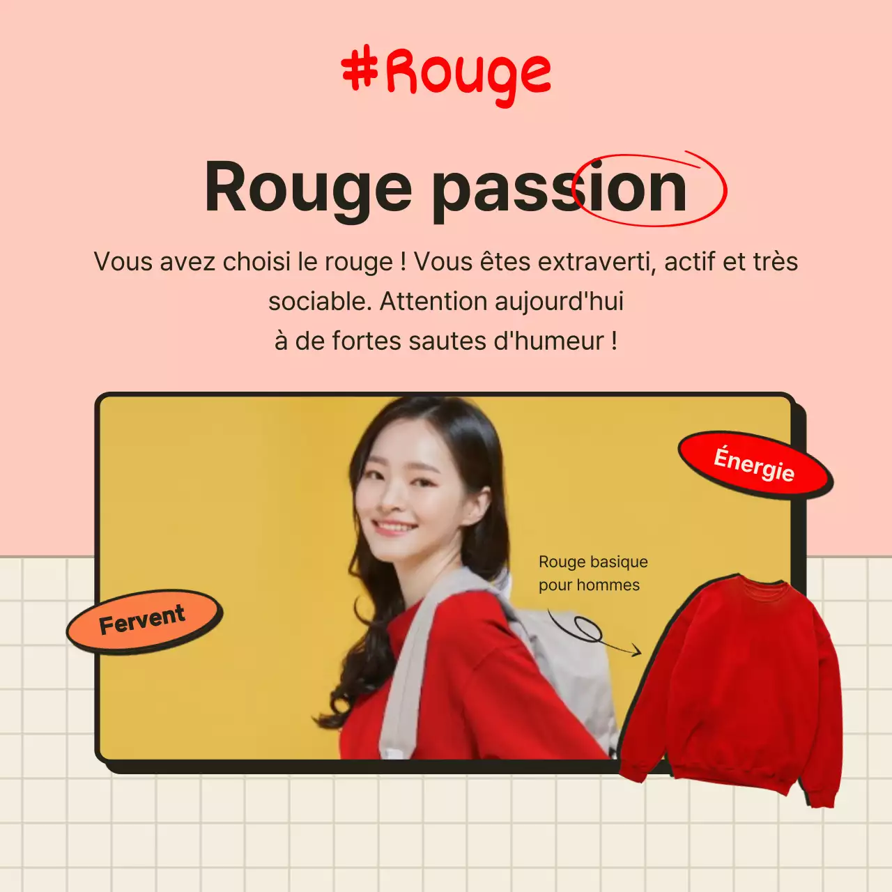 Le test psychologique des couleurs de t-shirt orange et beige