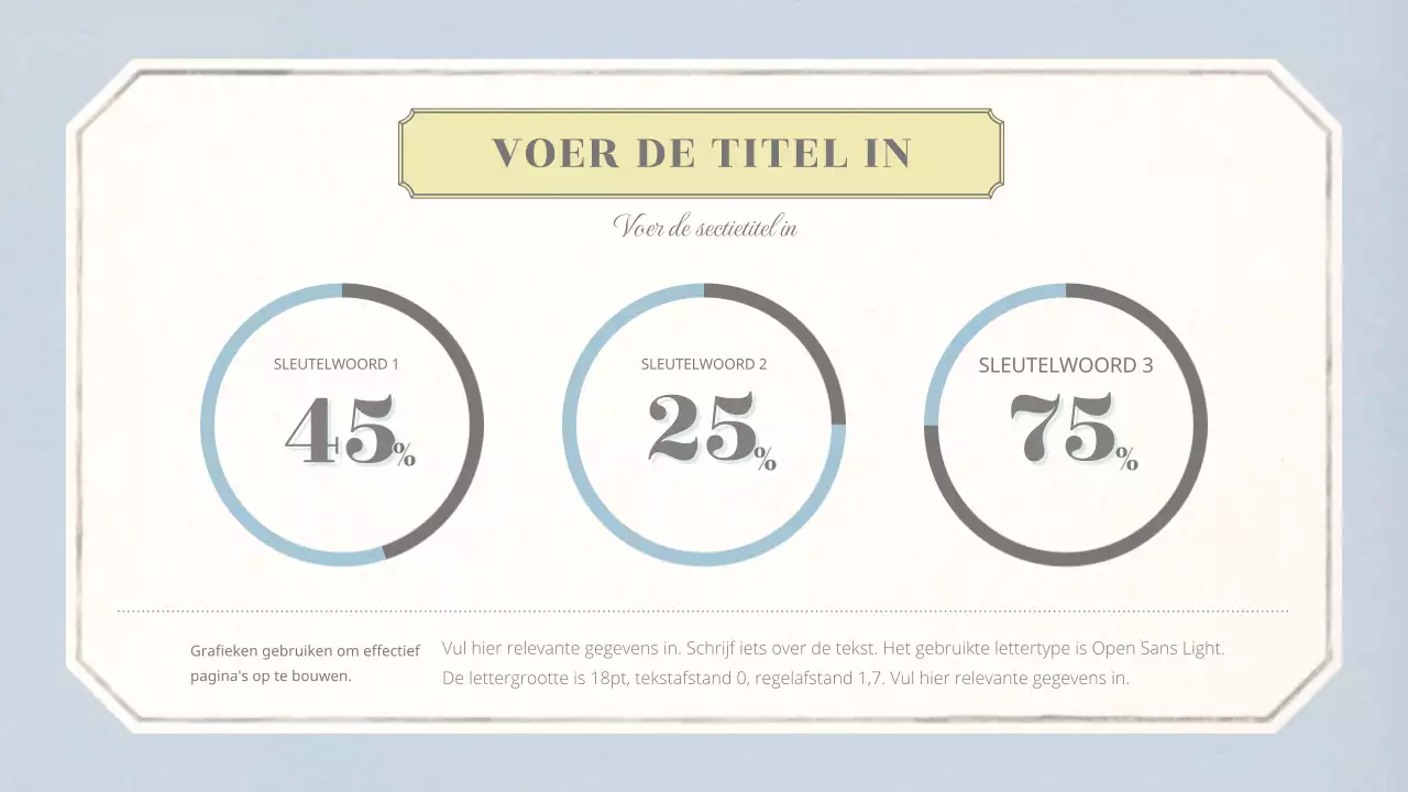 Emotionele conceptuele basislay-out met vintage behangpatroon in beige en lichtblauw