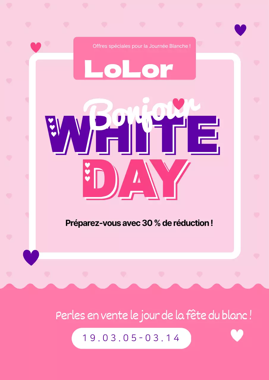 Faites la promotion de votre événement de la Journée blanche avec un concept rose et mignon