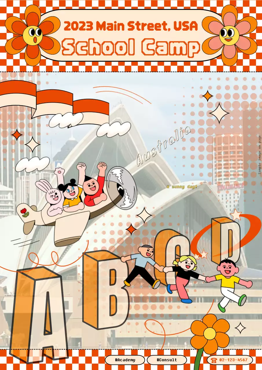 Orange Retro School Invitation Poster