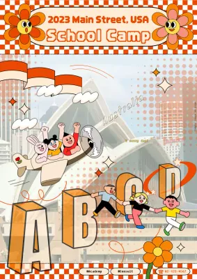 Orange Retro School Invitation Poster