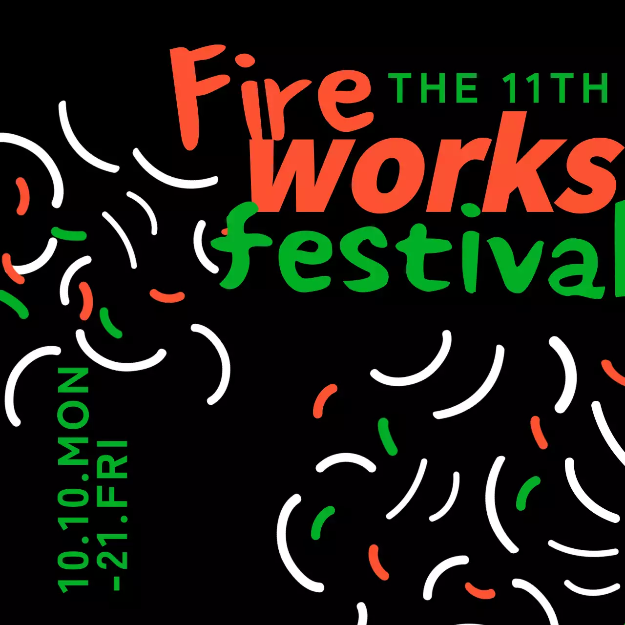 黒 ポップ 祭り ポスター SNS投稿 正方形