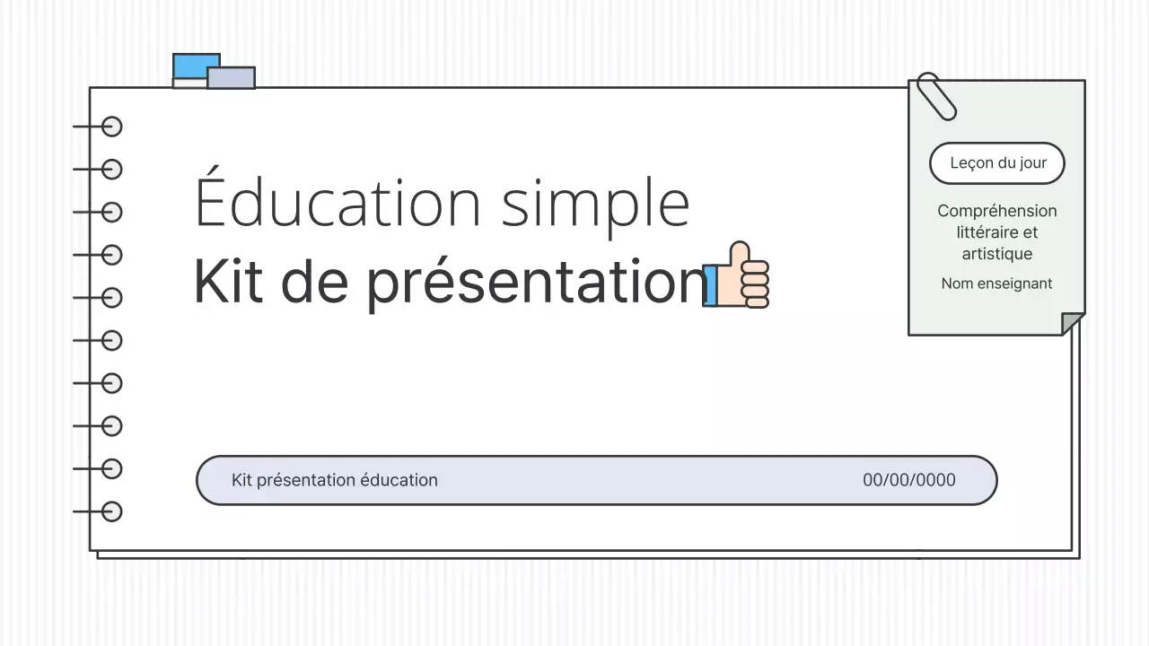 Kit de présentation pédagogique conceptuel et épuré, en blanc et en couleurs accentuées