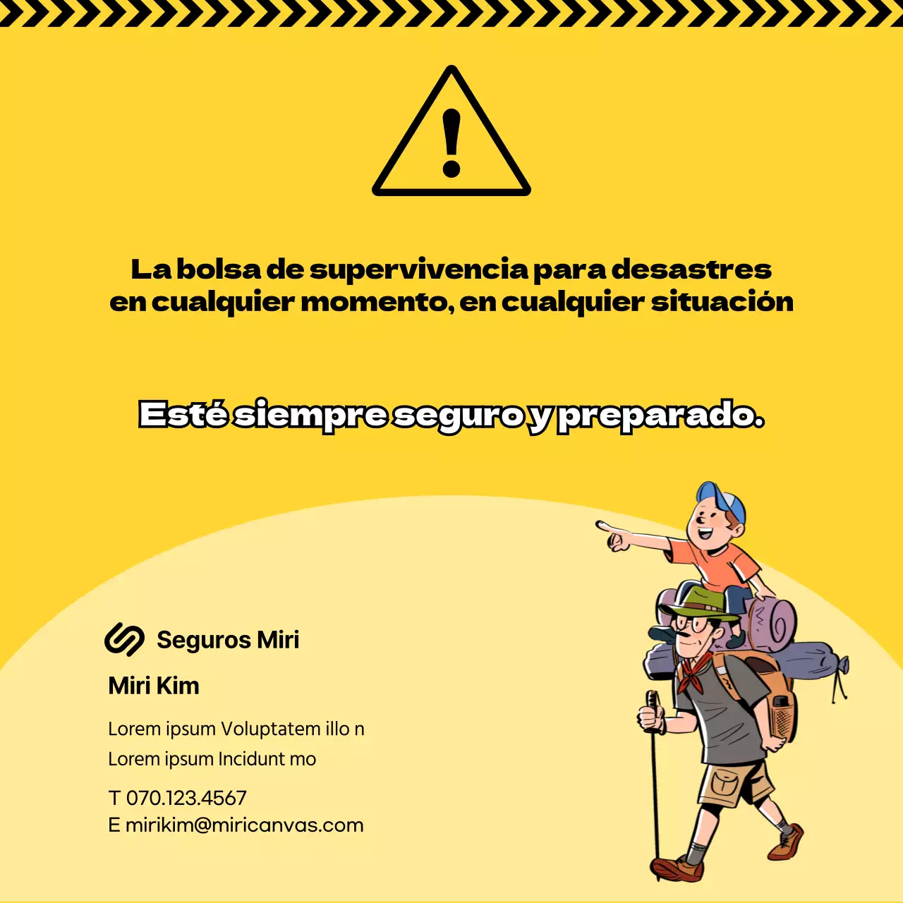 Destacando las ilustraciones en amarillo Crear la bolsa de supervivencia de mi familia