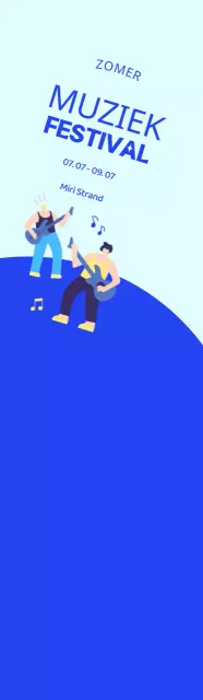 Promoot een festival met een blauwe, coole illustratie van een artiest