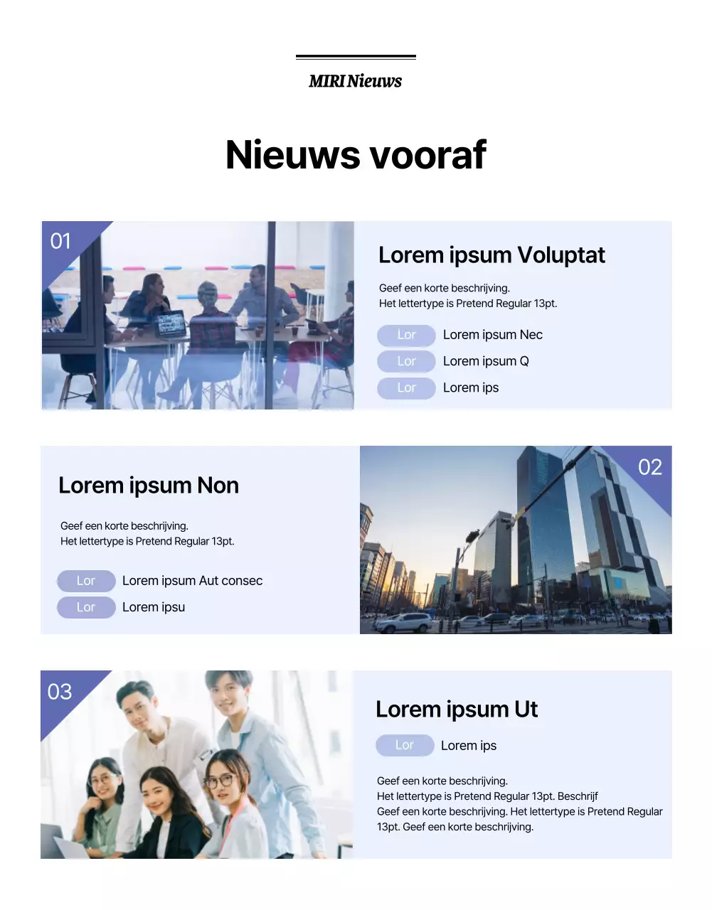 Corporate webzine met een magazine lay-out in zwart-wit en blauw