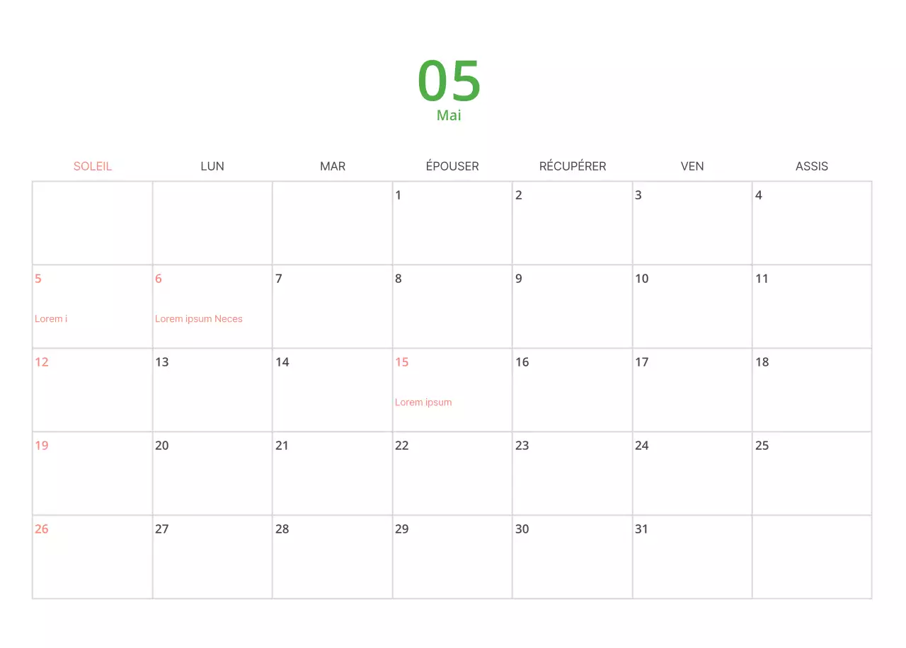 Calendrier illustré multicolore